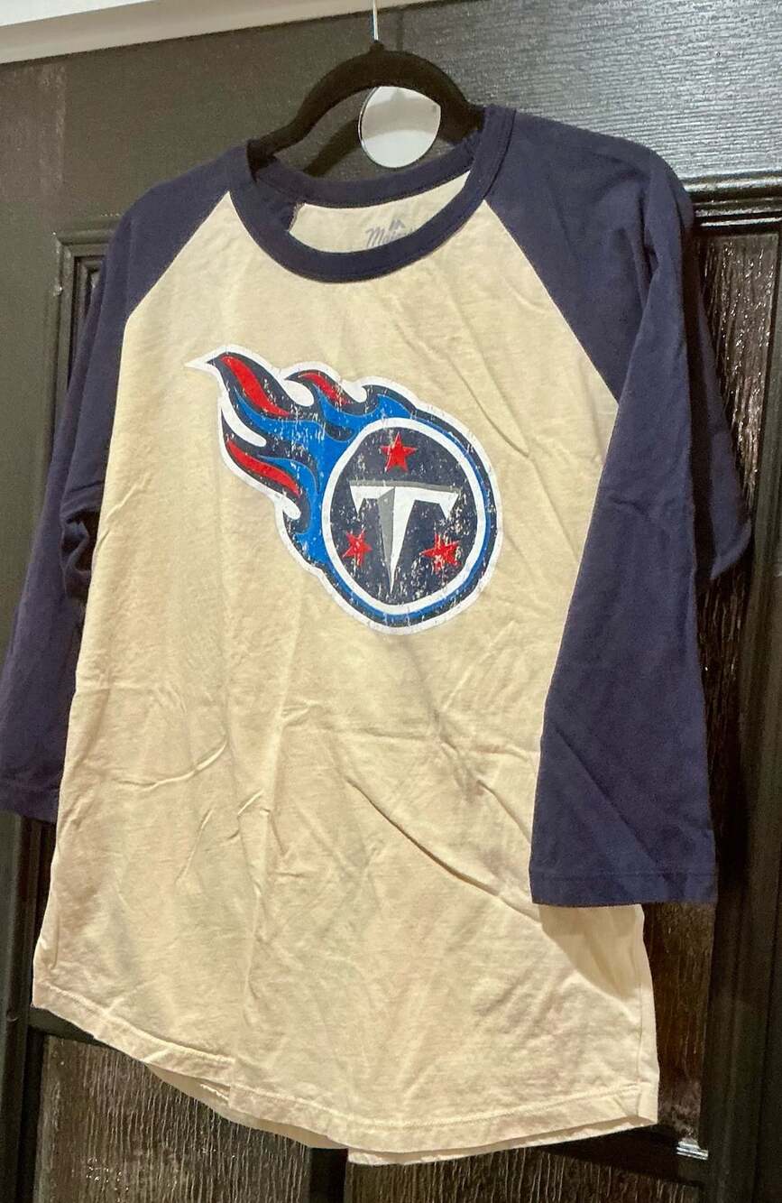 Majestic Threads Tennessee Titans Jones 2 Size 2XL Raglan 3/4 Sleeve T-Shirt